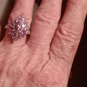 Sterling silver tanzanite cluster ring